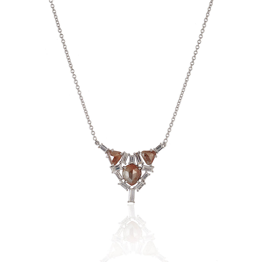 Tapered Diamond Ice Diamond Designer pendant 18k White Gold Chain Necklace