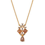 Handmade Natural Diamond Designer 18k Yellow Gold Princess Necklace