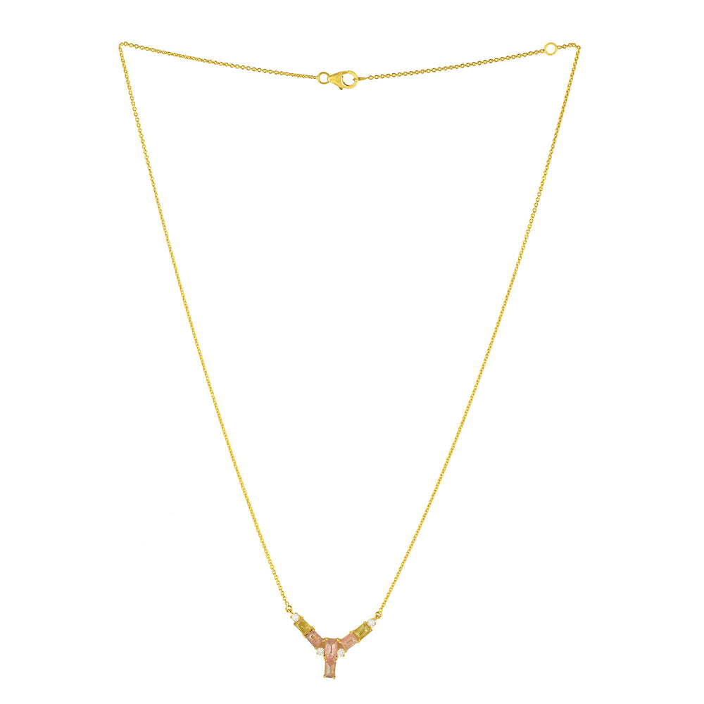 Baguette Diamond Designer Necklace In 18k Yellow Gold Accessory