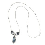 Multicolor Geode Designer Pendant Chain Necklace In Diamond 18k White Gold Jewelry
