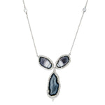Multicolor Geode Designer Pendant Chain Necklace In Diamond 18k White Gold Jewelry