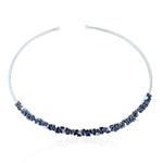 Baguette Sapphire Diamond Choker Necklace In 18k White Gold