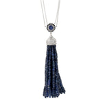 Sapphire Faceted Beads Tassel Necklace In 18k White Gold Diamond Jewelry