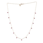 Natural Ruby Station Chain Necklace 18K Rose Gold Fine Jewelry Women Gift
