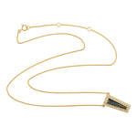 Blue Topaz & Pave Diamond Geometric Design Pendant Chain Necklace Jewelry In 18k Yellow Gold