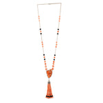 Coral Beads Onyx 18k Gold Diamond Designer Opera Necklace For Her On Sale