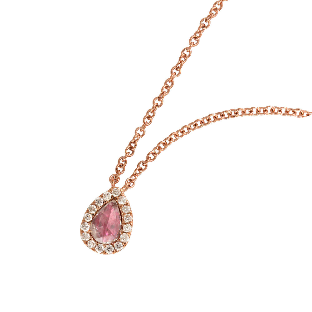 Uncut Rose Cut Diamond Dainty Pendant Princess Necklace 18k Gold For Her On Sale