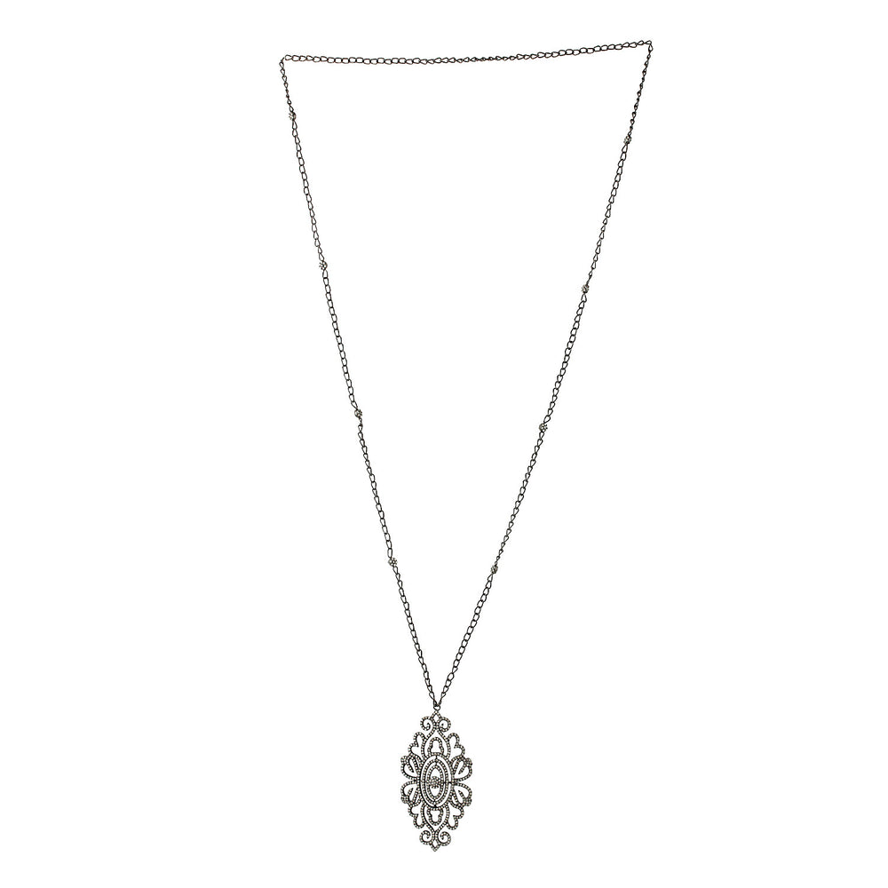 Pave Diamond Designer Pendant Opera Chain Necklace In 925 Sterling Silver Jewelry