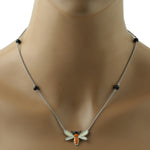 Honybee Charm Diamond Enamel Chain Necklace in Sterling Silver