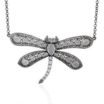 925 Sterling Silver Topaz Gemstone Dragnfly Charm Pendant Princess Necklace Chain Jewelry