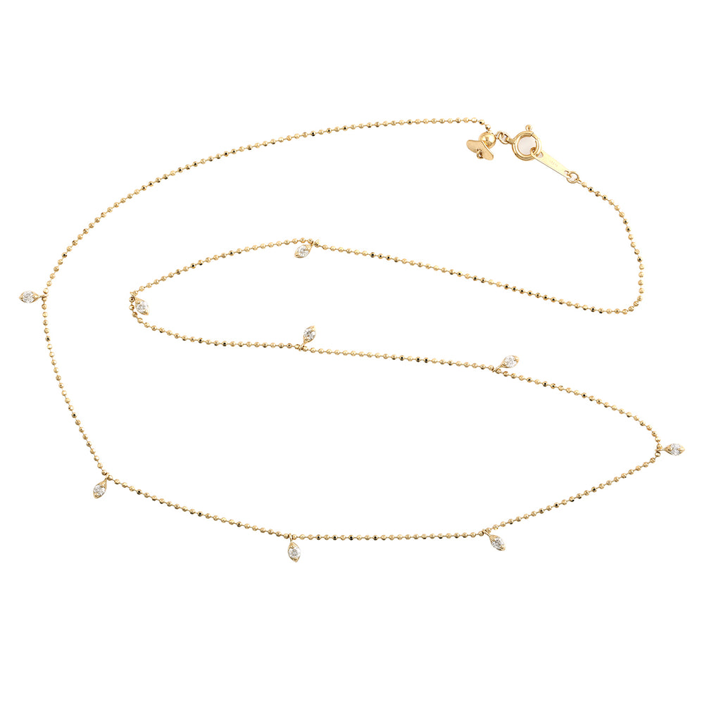 18k Gold Dot Ball Design Chain Diamond Delicate Necklace