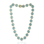 Natural Aquamarine 18k Yellow Gold Elegant Beads Necklace Wedding For her On Sale
