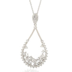 Natural Diamond Pendant 18K White Gold Choker Necklace Jewelry