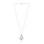 Natural Diamond Pendant Choker Necklace 18k White Gold Chain Jewelry