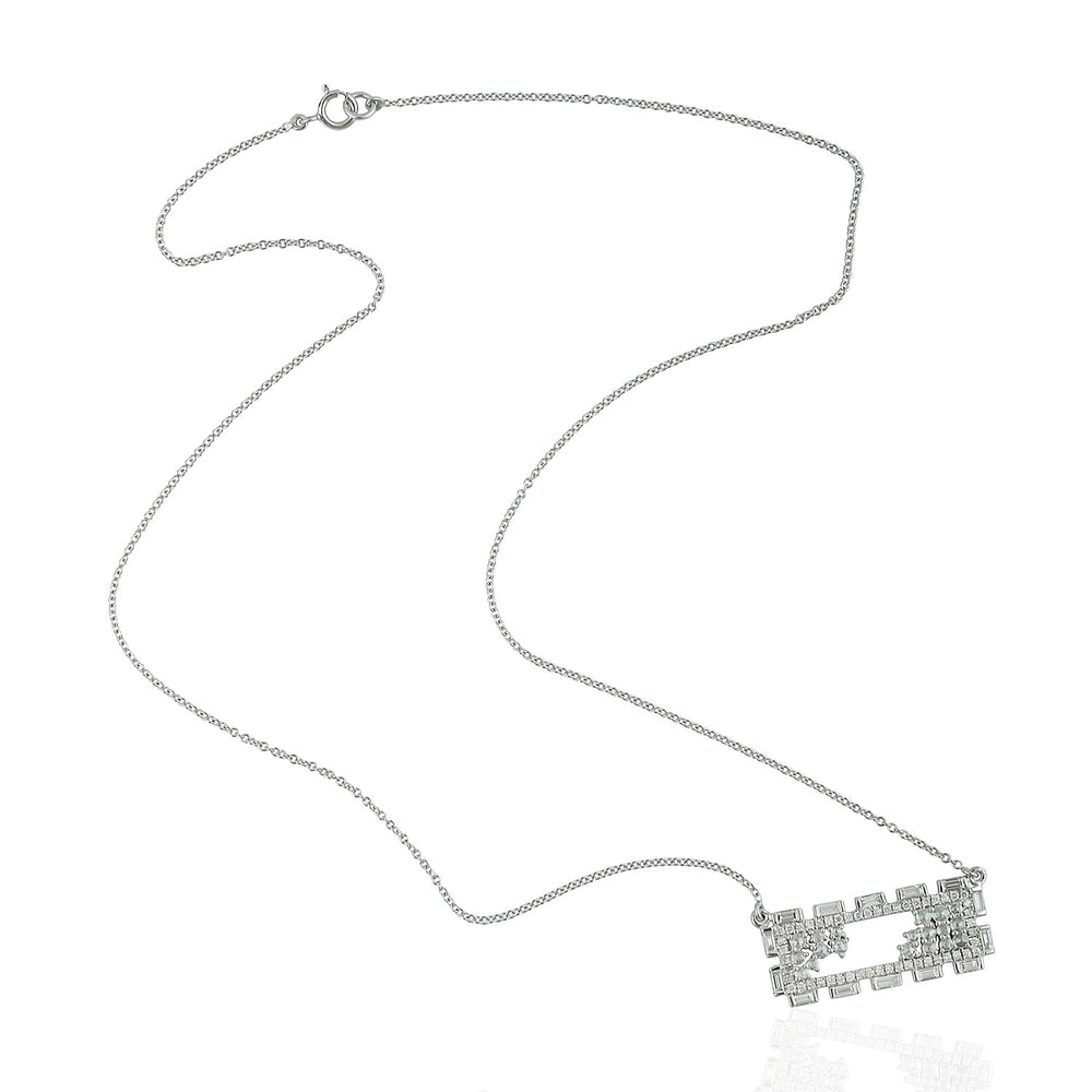 Natural Diamond Designer Pendant Choker Necklace In 18k White Gold Jewelry