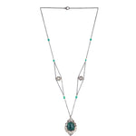 Natural Emerald & Diamond Opera Necklace In 18K Yellow Gold 925 Silver Jewelry