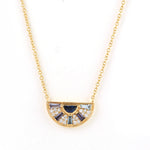 Natural Baguette Lolite Aquamarine Multiple Gemstone Diamond Pendant 18k Yellow Gold Chain Necklace