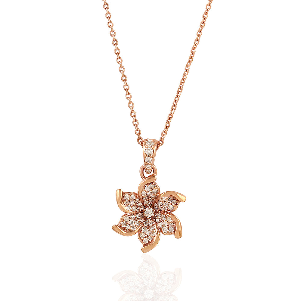 Natural Diamond Daisy Locket In 18K Rose Gold Chain Necklace Jewelry