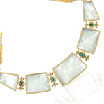 Natural MOP Emerald Diamond Picture Enamel Choker Necklace In Gold On Sale For Her