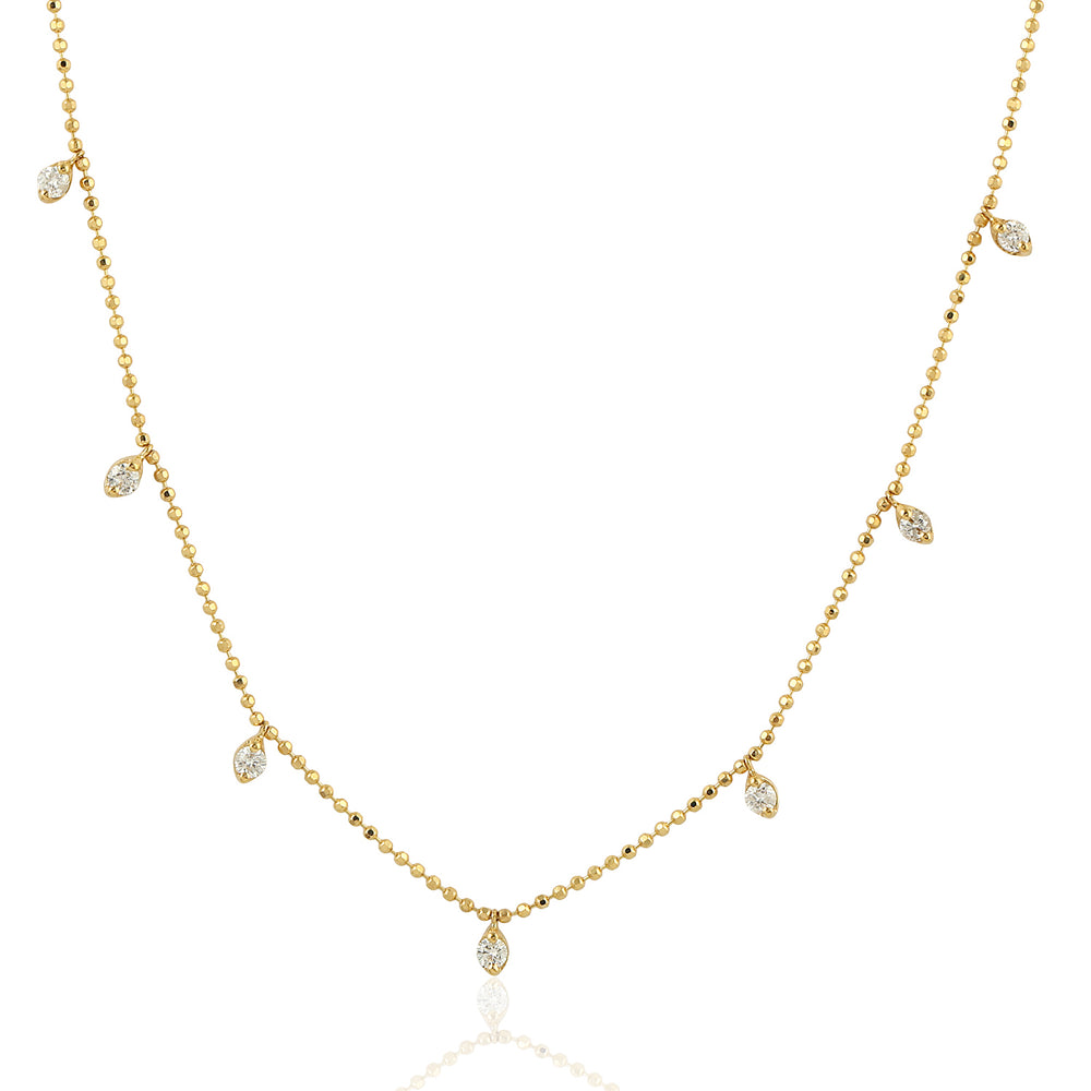 Natural Diamond Dainty Chain 18k yellow Gold Necklace Birthday Gift On Sale