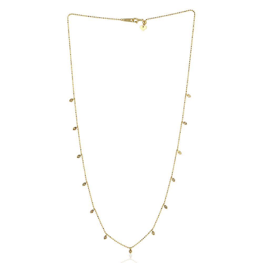 Natural Diamond Dainty Chain 18k yellow Gold Necklace Birthday Gift On Sale