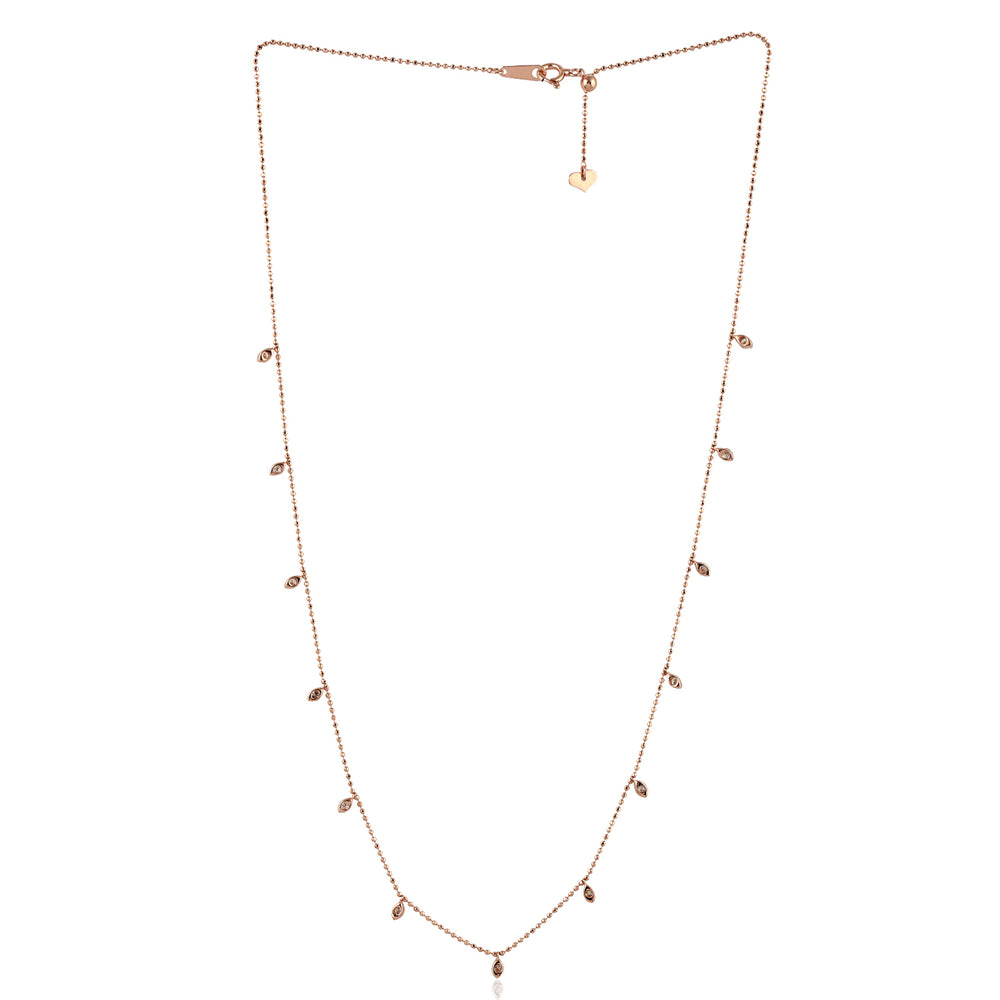 Natural Diamond Princess Necklace In 18K Rose Gold Chain Jewelry
