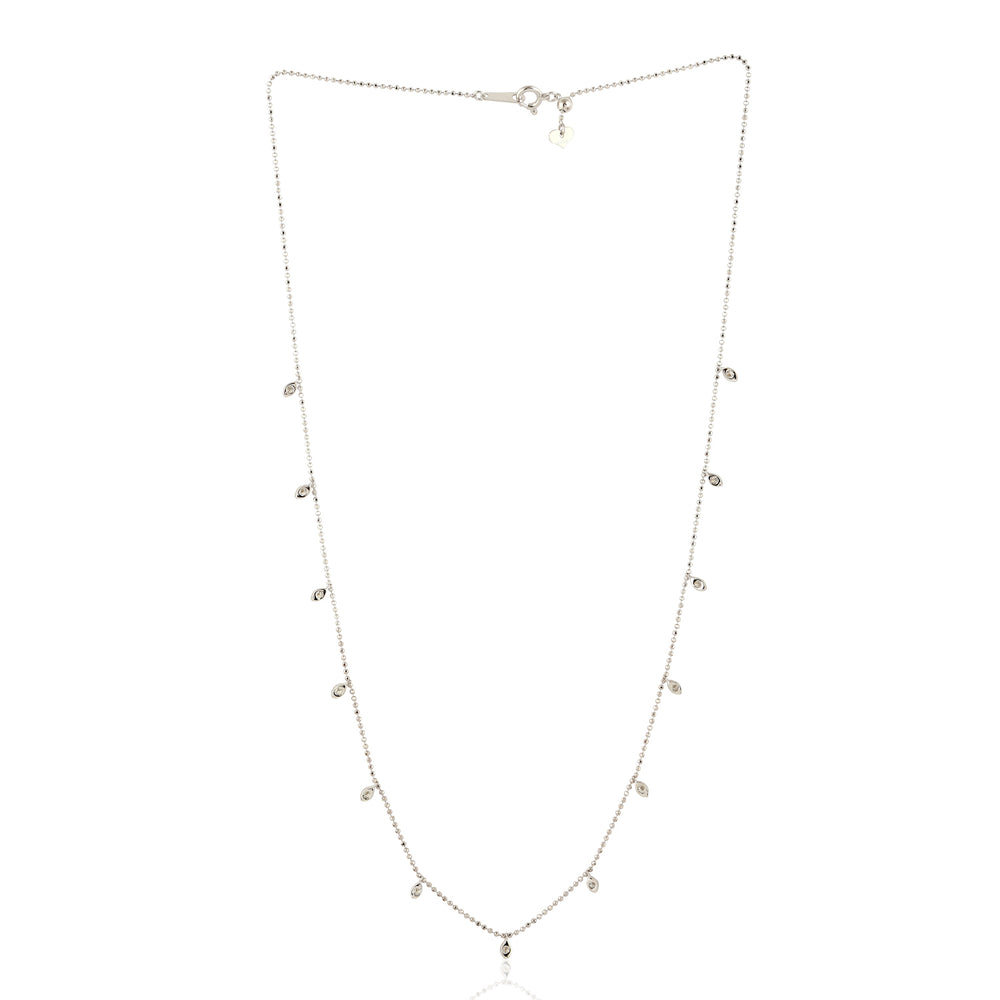 Handmade Natural Diamond Dainty Chain 18k White Gold Necklace For Her On Sale