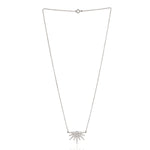 18k White Gold pave Diamond Half Sun Burst Design Pendant Chain Necklace Birthday Gift Sale