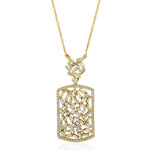 Tapered Baguette Diamond Designer Pendant 18k Yellow Gold Necklace For Sale