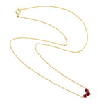 Natural Ruby Heart Design Pendant Chain Necklace 14k Yellow Gold Jewelry