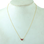Natural Ruby Heart Design Pendant Chain Necklace 14k Yellow Gold Jewelry