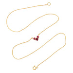 Natural Ruby Three Stone Heart Pendant In 14k Yellow Gold Chain Necklace