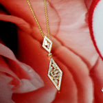 Baguette Diamond Princess Necklace 18K Yellow Gold Jewelry