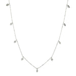 Natural Diamond By The Yard Necklace 18k White Gold Dot Bead Chain Jewelry