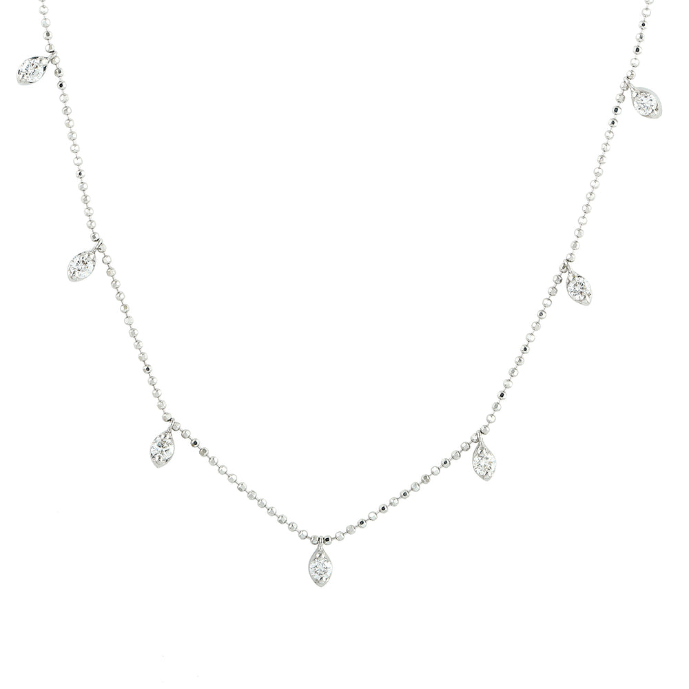 Natural Diamond Diamond By The Yard Necklace 18k White Gold Jewelry