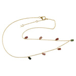 Natural Tourmaline Chain Necklace 18k Yellow Gold Jewelry