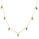 Natural Tourmaline Chain Necklace 18k Yellow Gold Jewelry