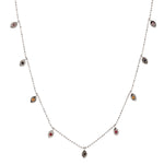 Multicolor Sapphire 18k White Gold Station Chain Necklace Gemstone Jewelry For Her