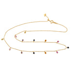 Multicolor Sapphire Gemstone 18k Yellow Gold Chain Necklace Jewelry For Her