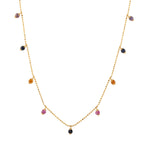 Multicolor Sapphire Gemstone 18k Yellow Gold Chain Necklace Jewelry For Her