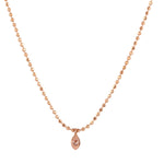18k Rose Gold Dot Ball Chain Necklace With Solitaire Natural Diamond Pendant Dainty Jewelry