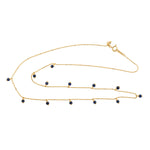 Natural Blue Sapphire Beads Station Chain Necklace In 18k Yellow Gold