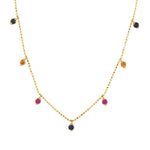 Prong Set Multicolor Sapphire Station Chain Necklace Jewelry In 18k Yellow Gold