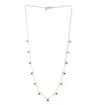 Multicolor Sapphire Rainbow Necklace Dainty Jewelry In 18k White Gold