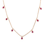 Pink Sapphire Beads Station Chain Necklace Jewelry In 18k Rose Gold Jewelry