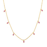 Natural Pink Sapphire Gemstone 18k Yellow Gold Dot Bead Chain Necklace Jewelry
