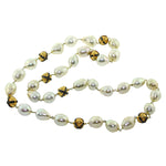 Natural Pearl Diamond 925 Sterling Silver Gold Beaded Necklace