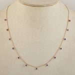 Prong Set Blue Sapphire Dot Chain Necklace Jewelry In 18k Rose Gold For Her