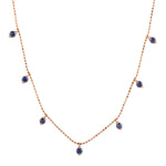 Prong Set Blue Sapphire Dot Chain Necklace Jewelry In 18k Rose Gold For Her