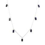 Baguette Blue Sapphire Beautiful Station Chain Necklace In 18k White Gold
